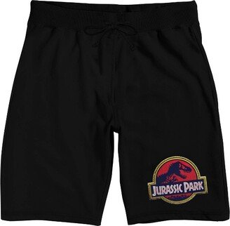 Jurassic Park Logo Men’s Black Sleep Pajama Shorts-Medium