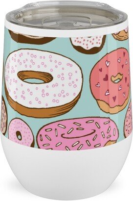 Travel Mugs: Donuts - Blue Stainless Steel Travel Tumbler, 12Oz, Multicolor