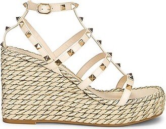 Rockstud Torchon Espadrille Wedges in Ivory