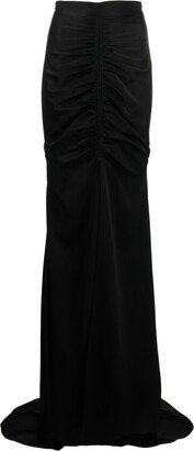 Ruched Satin Maxi Skirt