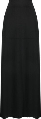 High-Waisted Raw-Hem Long Skirt