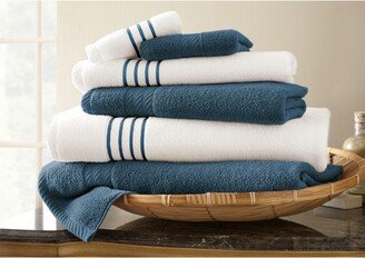 Modern Threads 6 Piece Quick Dry Stripe Towel Set, Deep Sea