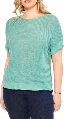 Plus Size Easy Sleeve Summer Sweater (Hazy Aqua) Women's Clothing