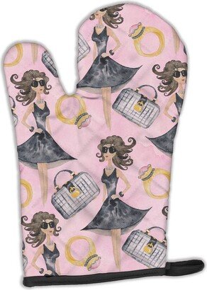 Watercolor Fashion Diva on Pink Oven Mitt