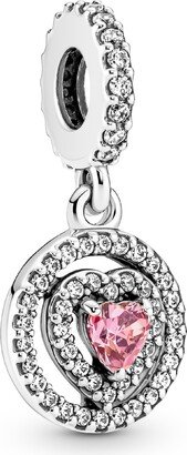 Cubic Zirconia Sparkling Double Halo Heart Dangle Charm