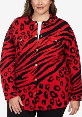 Ruby Rd. Plus Size Animal Print Shacket Sweater