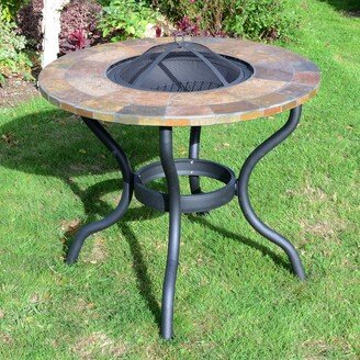 Dunelm Bayfield Patio Table Firepit 89cm Brown