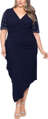 Plus Size Ruched Asymmetrical Sheath Dress