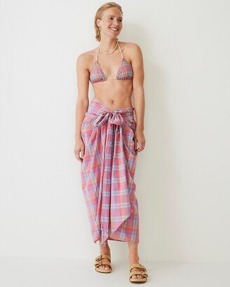 Draped beach sarong in sunset plaid