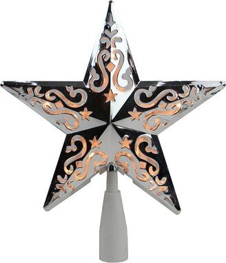 Northlight 8.25 Silver Scroll Star Lighted Christmas Tree Topper - Clear Lights