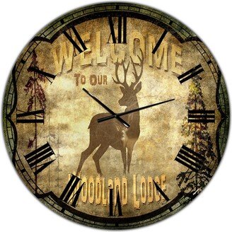 Designart Welcome Lodge Deer Large Cottage Wall Clock - 36 x 36