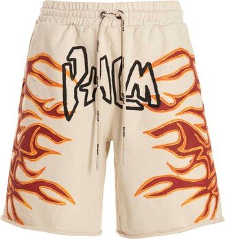 Flames Printed Drawstring Shorts