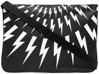 Thunderbolt-print clutch bag