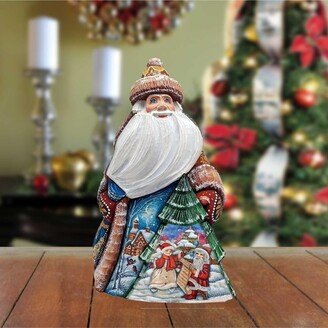 G.DeBrekht Making a List Checking It Twice Santa Hand-Painted Wood Carved Holiday Masterpiece