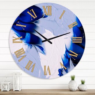 Designart 'Abstract Blue Grey and White Waves' Modern wall clock
