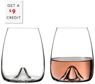 Set Of 2 Elegance Stemless Wine Glasses With $9 Credit