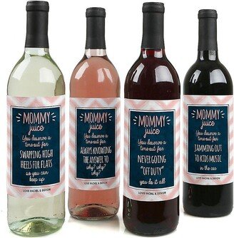 Big Dot Of Happiness Mommy's Time-Out - Gift For Women - Wine Bottle Label Stickers - 4 Ct