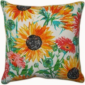 25 Outdoor/Indoor Floor Pillow Sunflowers Sunburst Yellow - Pillow Perfect