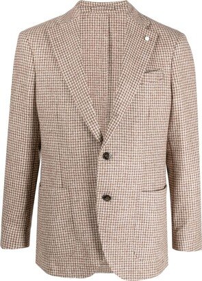 Houndstooth Single-Breasted Blazer-AA