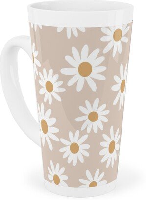 Mugs: Daisies Tall Latte Mug, 17Oz, Pink