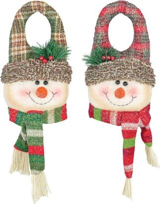 Country Plaid Snowman Door Hanger