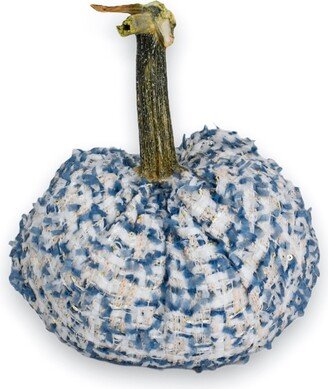 Blue & Cream Tweed Pumpkin With Real Stem