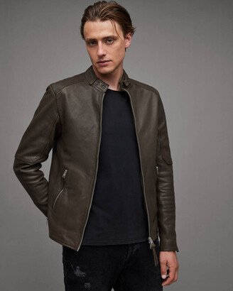 Cora Leather Snap Back Collar Jacket - Splinter Brown