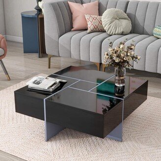 HwoamneT Coffee Table with 4 Hidden Storage Compartments