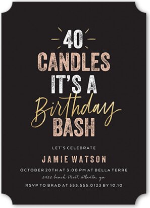 Adult Birthday Invitations: Captivating Candles Birthday Invitation, Black, 5X7, Matte, Signature Smooth Cardstock, Ticket