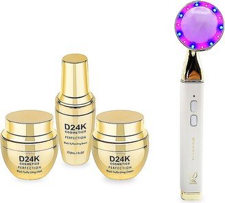 D24K Cosmetics 4-Piece Rose Quartz, Black Truffle & Black Pearl LED Face Wand Set