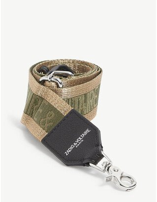 Kaki Logo-print Striped Woven Strap