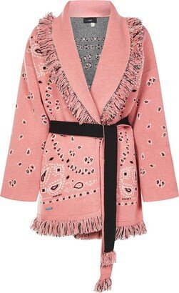 Bandana Jacquard Belted Cardigan