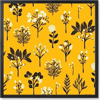 Photo Tiles: Florals - Yellow And Black Photo Tile, Black, Framed, 8X8, Yellow