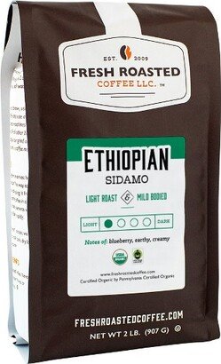 Fresh Roasted Coffee, Organic Ethiopian Sidamo Coffee, Medium Roast Ground Coffee - 2lb