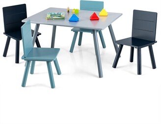 5 Piece Kids Wooden Activity Table and 4 Chairs Play Set Gift w/