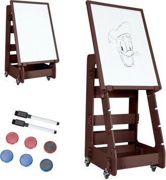 Multifunctional Kids' Standing Art Easel with Dry-Erase Board -Coffee - 19.5