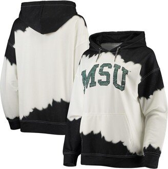 Women's Gameday Couture White, Black Michigan State Spartans For the Fun Double Dip-Dyed Pullover Hoodie - White, Black