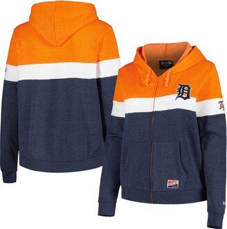 Women's Navy Detroit Tigers Plus Size Color-Block Full-Zip Hoodie