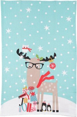 Reindeer & Friends Printed Flour Sack Kitchen Towel Dishtowel