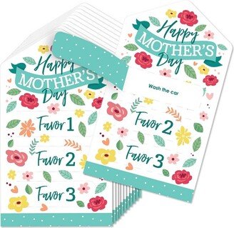 Big Dot of Happiness Colorful Floral Happy Mother's Day - We Love Mom Party Game Pickle Cards - Kids Coupon Pull Tabs - Set of 12