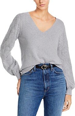 Puff Sleeve V Neck Sweater