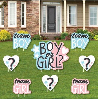 Big Dot of Happiness Baby Gender Reveal - Yard Sign and Outdoor Lawn Decorations - Team Boy or Girl Party Yard Signs - Set of 8