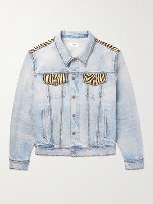Zebra-Print Panelled Denim Jacket
