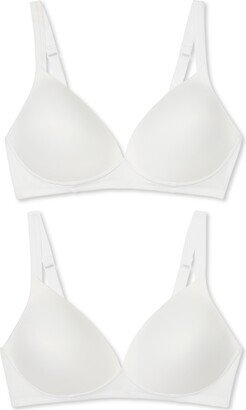 Warners Elements of Bliss Wireless Lift T-Shirt Bra 2-Pack 04003WA - WHITE / WHITE