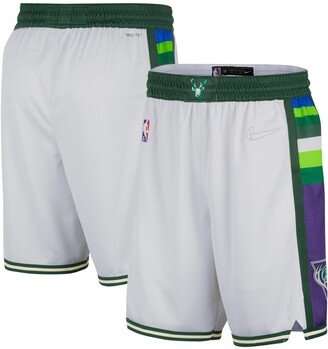 Men's White and Green Milwaukee Bucks 2021/22 City Edition Swingman Shorts - White, Green