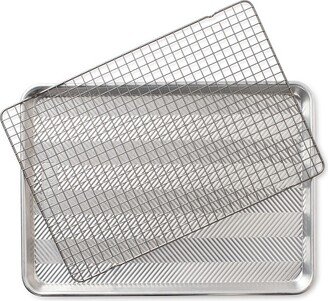 Prism Half Sheet with Nonstick Grid - Silver