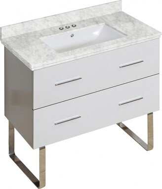 36-in. W Floor Mount White Vanity Set For 3H4-in. Drilling Bianca Carara Top White UM Sink