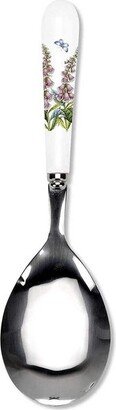 Botanic Garden Serving Spoon, 10 Inch Serving Spoon with Porcelain Handle, Foxglove Motif, Made from Stainless Steel and Porcelain