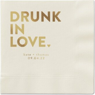 Wedding Napkins: Drunk In Love Napkin, Yellow, Ecru