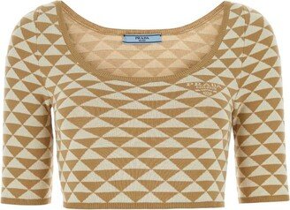 Logo Intarsia-Knit Cropped Top